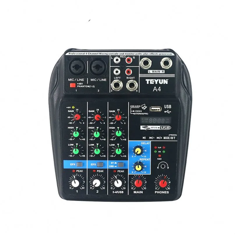 2018 Newest Mini 4 Channel USB Digital Audio Mixer Console With Bluetooth