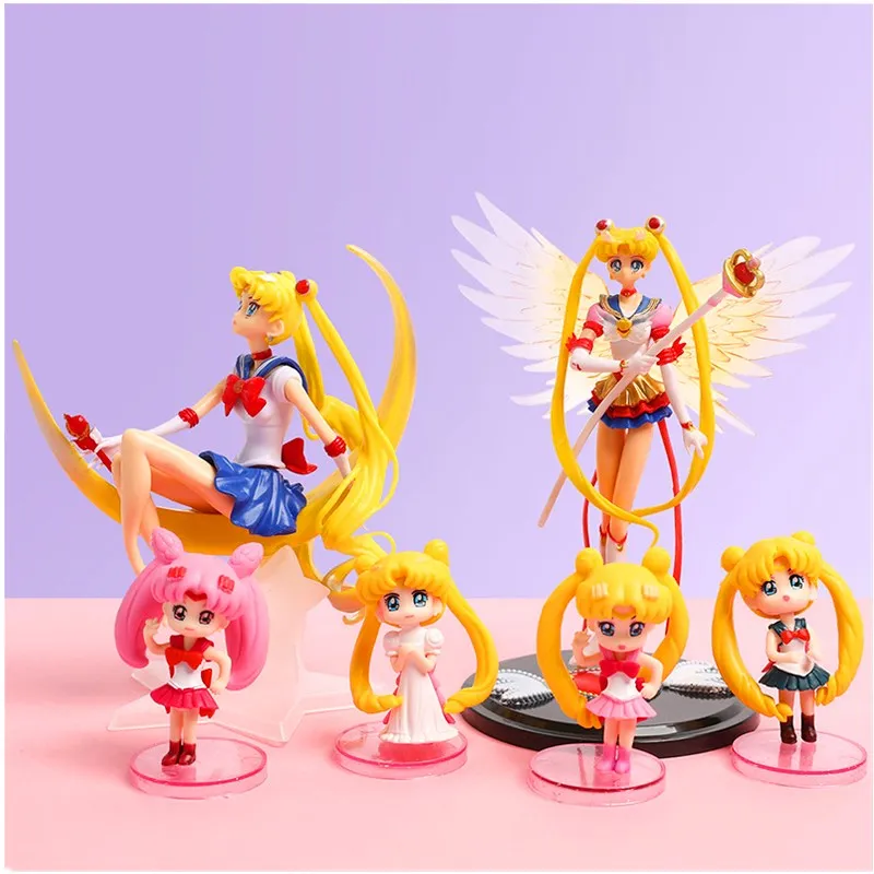 Sailor Moon Tsukino Usagi ПВХ торт украшение подарки на день рождения экшн Фигурки Коллекция