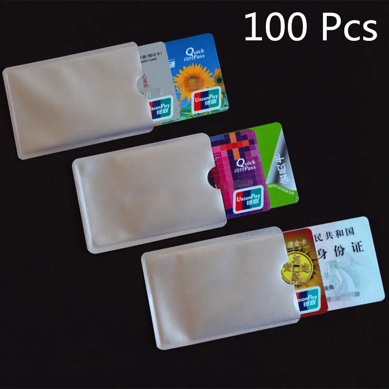 

100pcs Silver Anti Scan RFID Sleeve Protector Credit ID Card Aluminum Foil Holder New Durable Quality