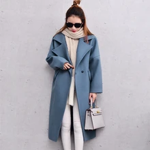 Женское шерстяное пальто, зимнее пальто, женское Смешанное пальто, синее, розовое, длинное, негабаритное, стеганое, зимнее, теплое, Тренч J16DD0429