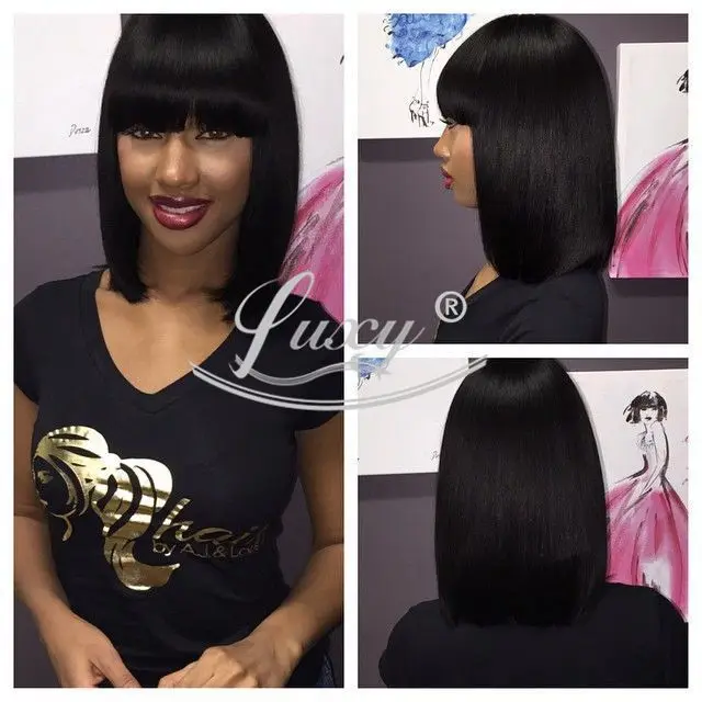 TOP Full lace wig bob wigs short glueless Virgin Brazilian front for black women 130% baby hair |