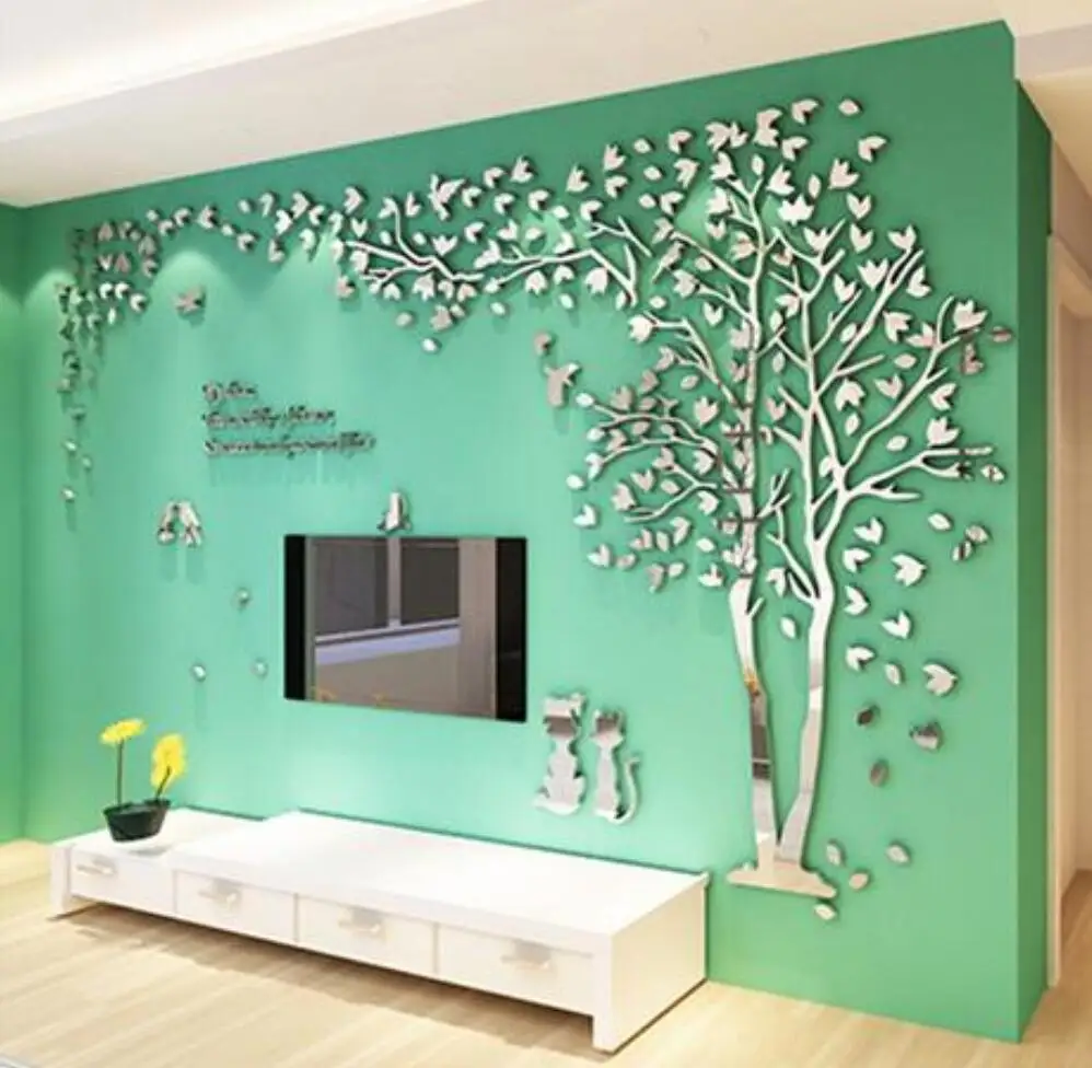 

New Mirror wall stic 3D Sticker Acrylic Stereo Wall Stickers Home decor TV Backdrop Living Room Bedroom Sofa Wall Decorative art