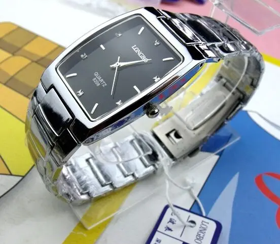 New Arrival Fashion LongBo Brand Full Stainless Steel Men Business Watch casual Waterproof Wristwatches Quartz Square