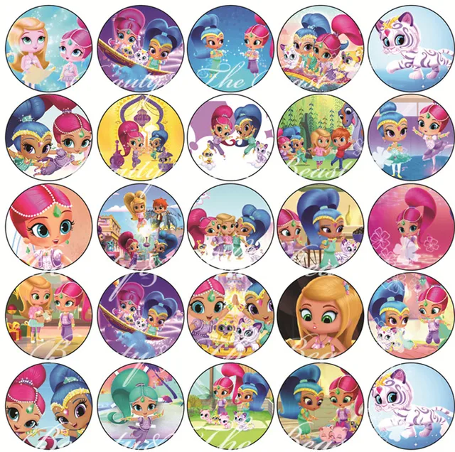shimmer shine sticker cupcake toppers birthday party christmas gender reveal ideas