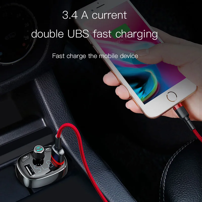 Baseus автомобильное Bluetooth беспроводное зарядное устройство fm передатчик Handsfree