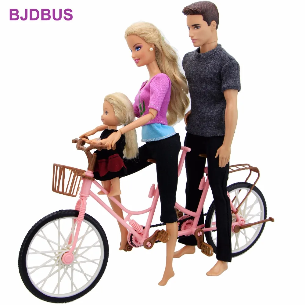 Высокое качество DIY Пластик велосипед три места Съемная розовый велосипед открытый играть DIY аксессуары для 1/6 12 ''куклы, игрушки, подарки