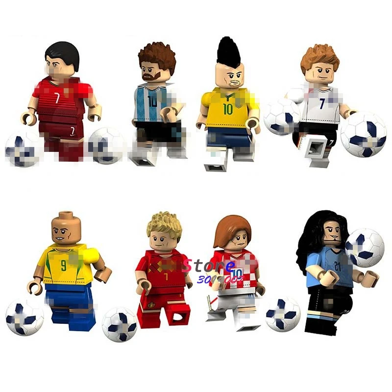 

Single Lionel Luiz Ronaldo Neymar Beckham De Modric Bruyne Cavani Famous Football Player building block toy for children