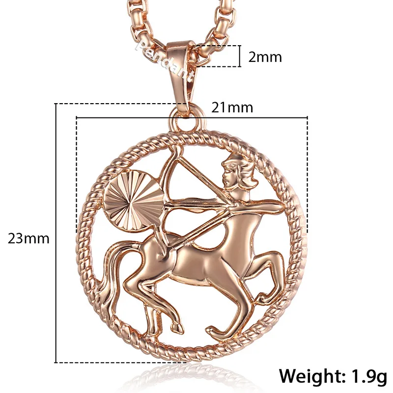 Davieslee 12 Созвездие женское ожерелье s 585 розовое золото заполненное ожерелье с подвеской для женщин и мужчин Знак зодиака модный подарок DGPM21 - Окраска металла: Sagittarius GP259