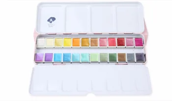 

24 pearl Colors Pigment Solid artist Watercolor cake Paints Set Watercolor Pigment Set Art Supplies half pans student drawing