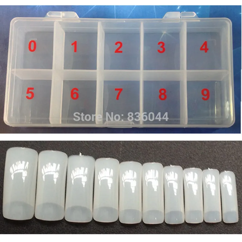 

1 Empty Box + 500pcs Demi Fake Nails Tips Natural Color Half Cover False French Nail Art Artificial Acrylic Gel UV Manicure Set