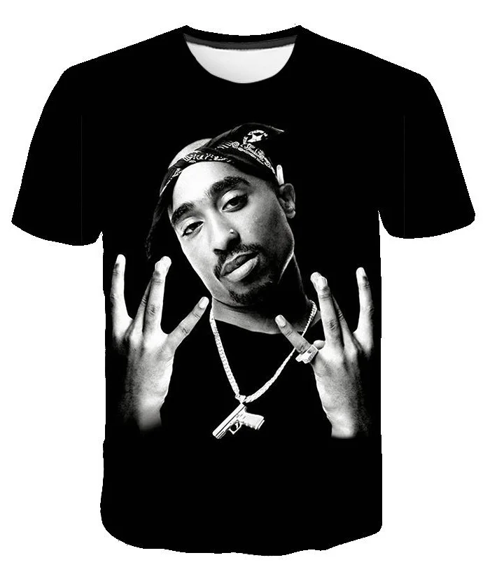 Футболка в стиле хип-хоп для мужчин, новинка, брендовая модная футболка с 3d принтом rapper Tupac 2Pac, летние топы, футболки, тонкая футболка, плюс размер 4XL 5XL - Цвет: HT0039-T664
