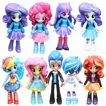 

New Hasbro My Little Pony 9/PCS Action Figure model PVC doll Polaroid girl Biqi soft purple honey Toy for children