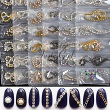 6 grade/Pack Nail Art De Metal Jóia Garra Cadeia Osso Cobra Lines Punk 3D Deslizante liga Decorações de Unhas Manicure acessórios DIY