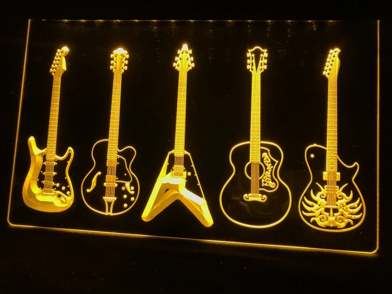 C099 гитары Книги об оружии группа номер светодиодный неоновый светильник знак