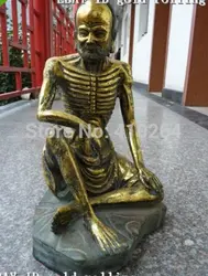 16 "Китайский бронзовый gild sit истощенных архат статуя будды