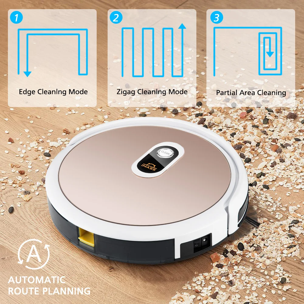Робот-пылесос IMASS A3 для уборки и влажной уборки шерсти домашних животных и жесткого пола 78 мм ультратонкая толщина для автоматической подзарядки