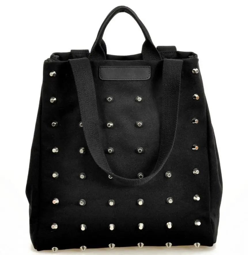 

2016 Fashion high quality rivet canvas shoulder bag women Messenger bag women's Large capacity Travel totes bolsas feminina#B