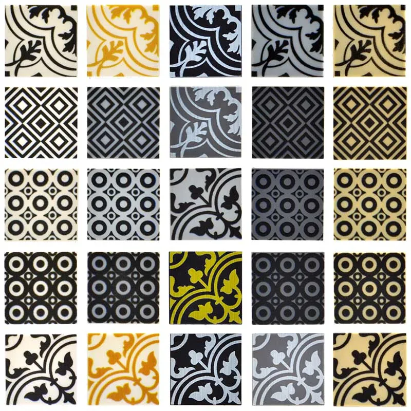 

MOC Floor Tiles Printed Stitching Marble Pattern Bricks 2*2 Parts for Building Blocks City House Creator Toys for Children