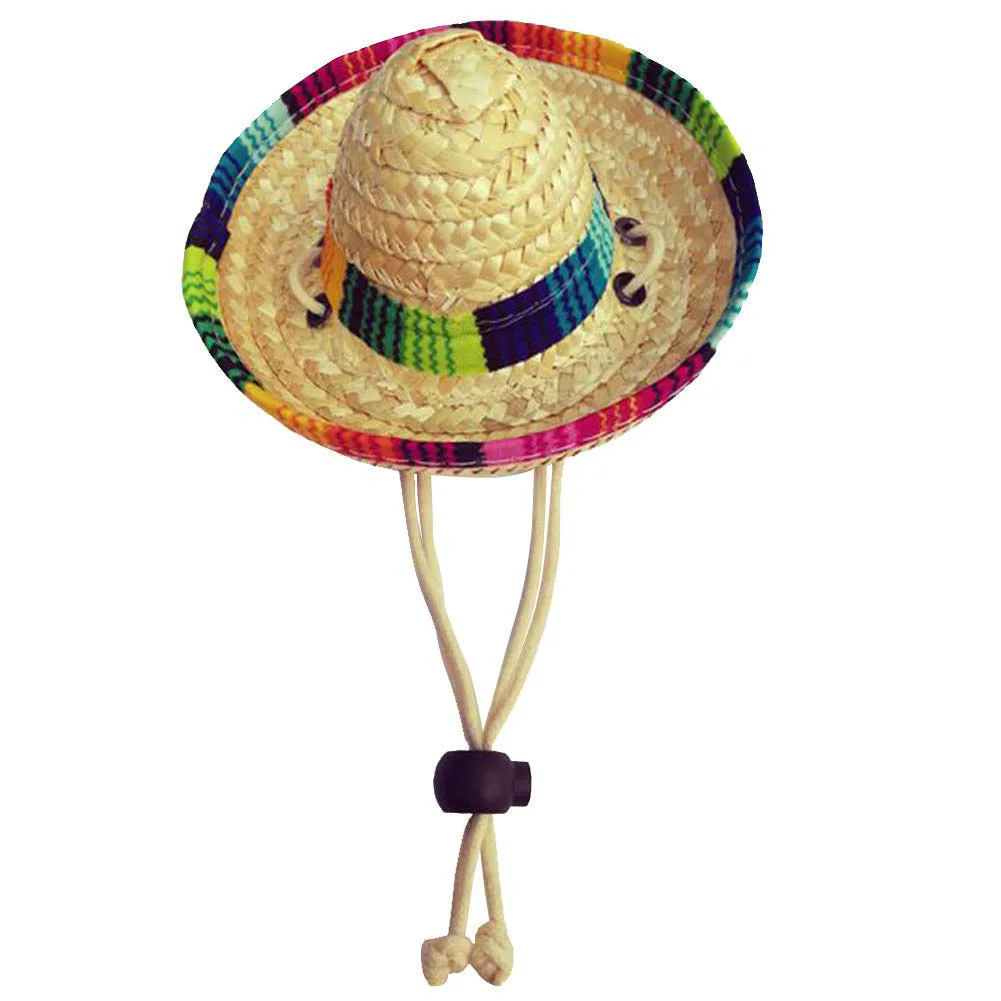 Милый мини щенок собака кошка соломенная плетеная шляпа Мексиканская Sombrero