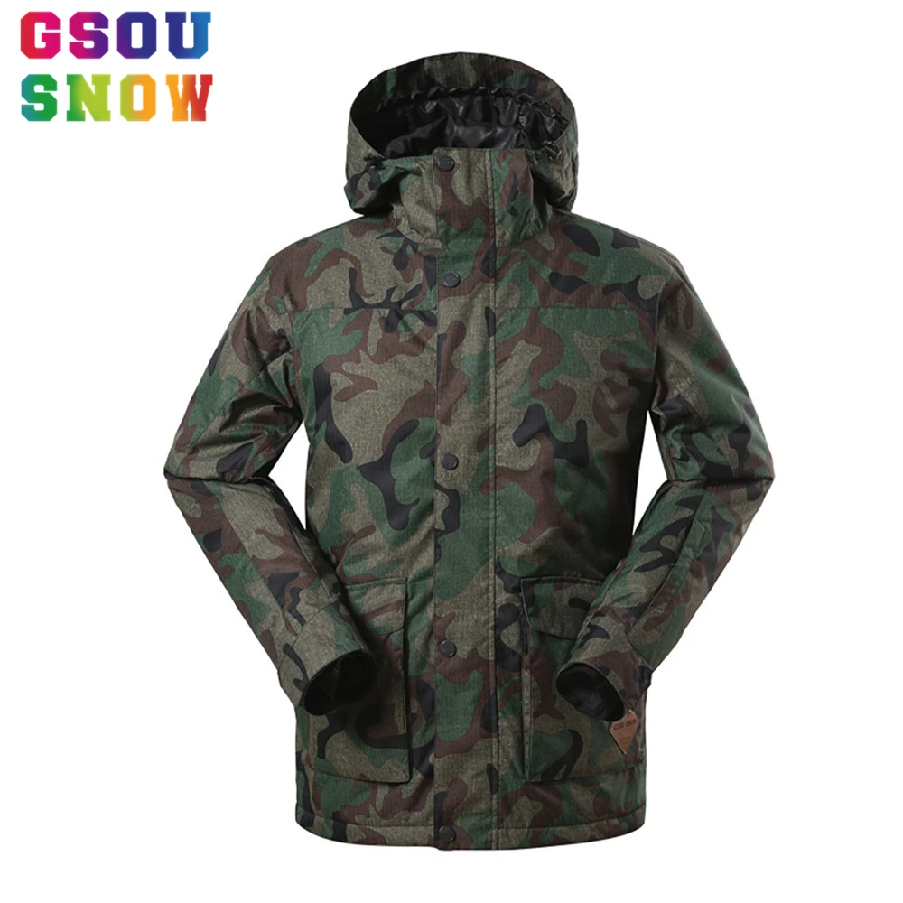 

GSOU SNOW Ski Jacket Men Camouflage Thicken Snowboard Jacket Men Warmth Breathable Waterproof Outdoor Sports Winter Snow Coats