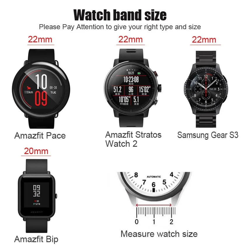 Ремешок для Huami Amazfit Bit Bip ремешок из нержавеющей стали Xiaomi Stratos 2 Samsung Gear S3 Classic 20 мм 22