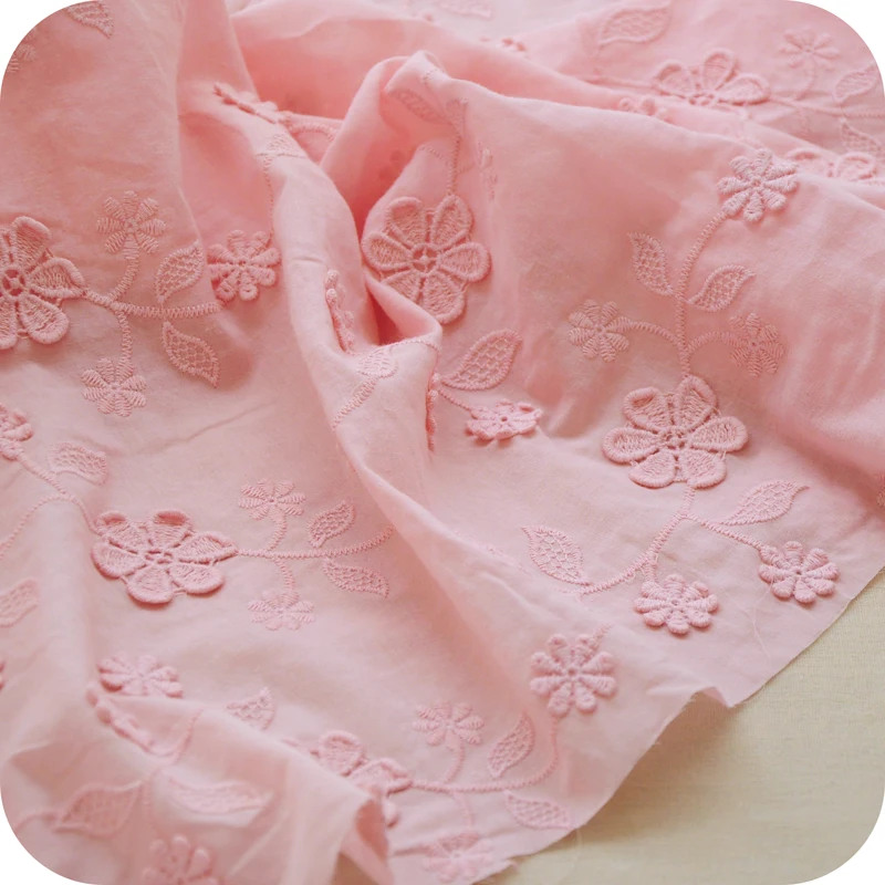 Розовая хлопковая ткань, трехмерная вышивка, кружево, ткань, кукла, платье, юбка, ткань, продукт, половина цены