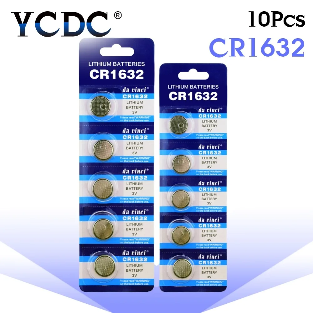 

YCDC Hot Button battery 10Pcs CR1632 BR1632 DL1632 ECR1632 LM1632 lithium battery Cell Button Toys 1632 Batteries Card Retail