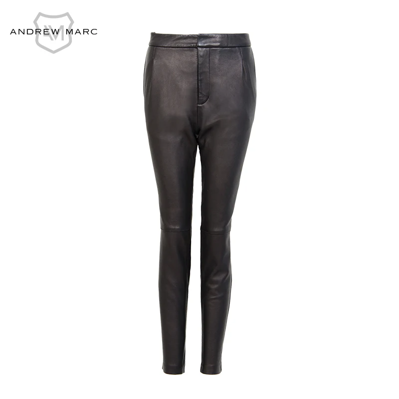 ANDREW MARC 2016 Women s Simple Leather Pants Slim Fashion Lady PU Trousers TW6A6002