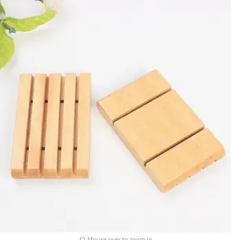 

200 pcs/lot Natural Wooden Soap Tray Holder Soap Rack Plate Box Container Wooden Soap Dish Bathroom Accessories