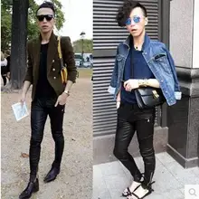 27-44! мужская одежда мода тонкий мотоцикл Локомотив кожаные брюки на заказ Брюки Плюс Размер Мужские Сценические костюмы