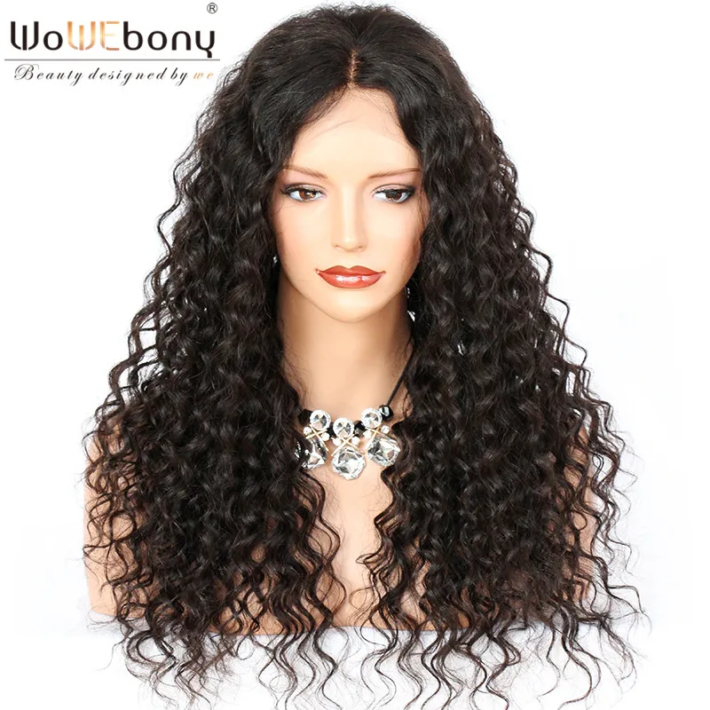 

Curly Wig Brazilian Lace Front Human Hair Wigs With Baby Hair 13*4 Lace Front Wig Remy Hair Pre Plucked Bleached Knots WoWEbony
