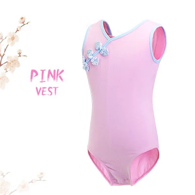 Танцевальные трико для маленьких девочек в китайском стиле; одежда для балета; Красный гимнастический купальник для танцев - Цвет: Pink-Vest