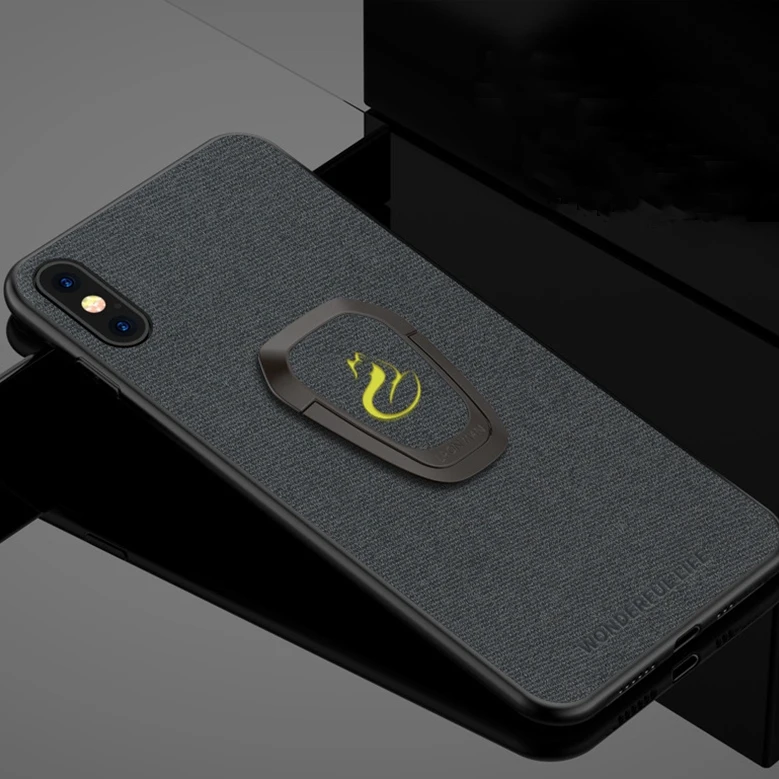 

10PCS Metal Ring Stand Cloth surface Phone Case Cover With Magnetic Adsorption 360 Ring Holder Stand for iPhone X XS XR
