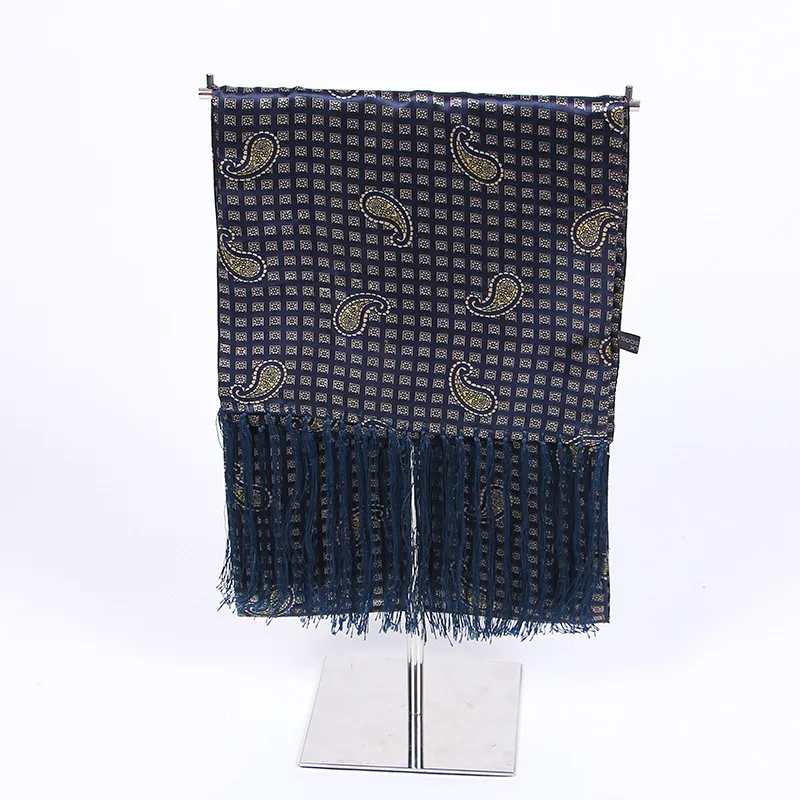 Couverture Men Silk luxury brand Scarves Fashion Accessories Autumn Winter Male Silk Long Scarf Cravat bandana Tassel Scarf