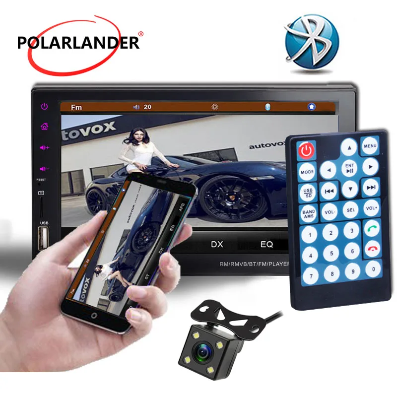 Murah FM TF USB Handfree Juga 9 Bahasa 2DIN untuk Ponsel Android 7 Inci Mobil Stereo Radio Player Layar Sentuh bluetooth MP5 Pemain Cermin Link