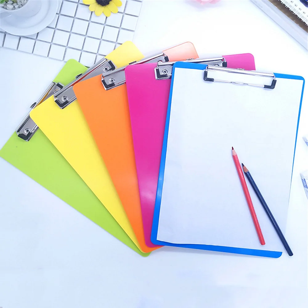 

1pc Multicolor A4 Clip Board Portable File Clipboard with Hook Hard Board Writing Plate Document Bag File Folder Stationery