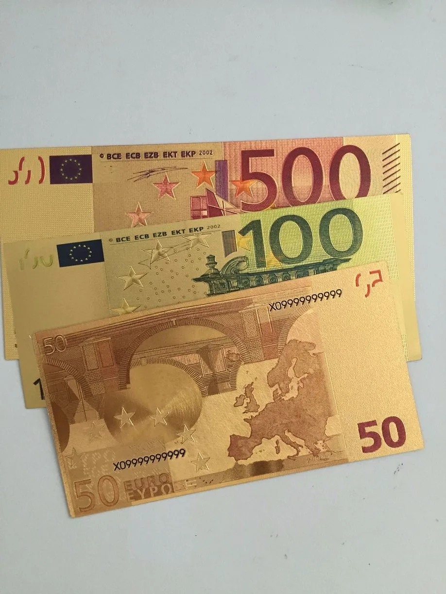 Banknote Set in Farbe Gold Geldschein Schein Note Goldfolie 24 K Karat 5 bis 500 