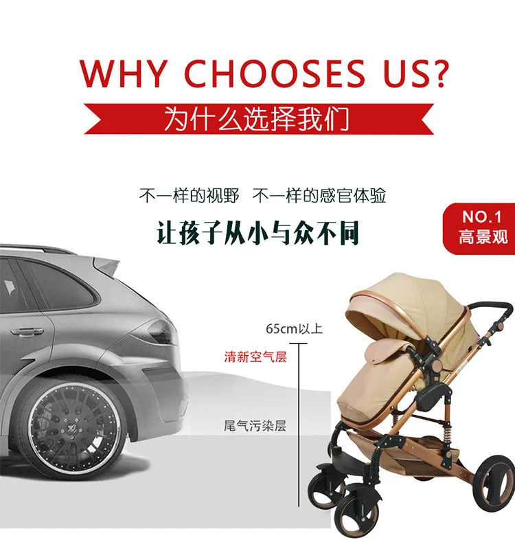 Детская коляска 3 в 1 с высоким обзором, роскошная, четыре колеса, складная коляска для новорожденных, коляска с автомобильным сиденьем, дорожная система, спальная корзина
