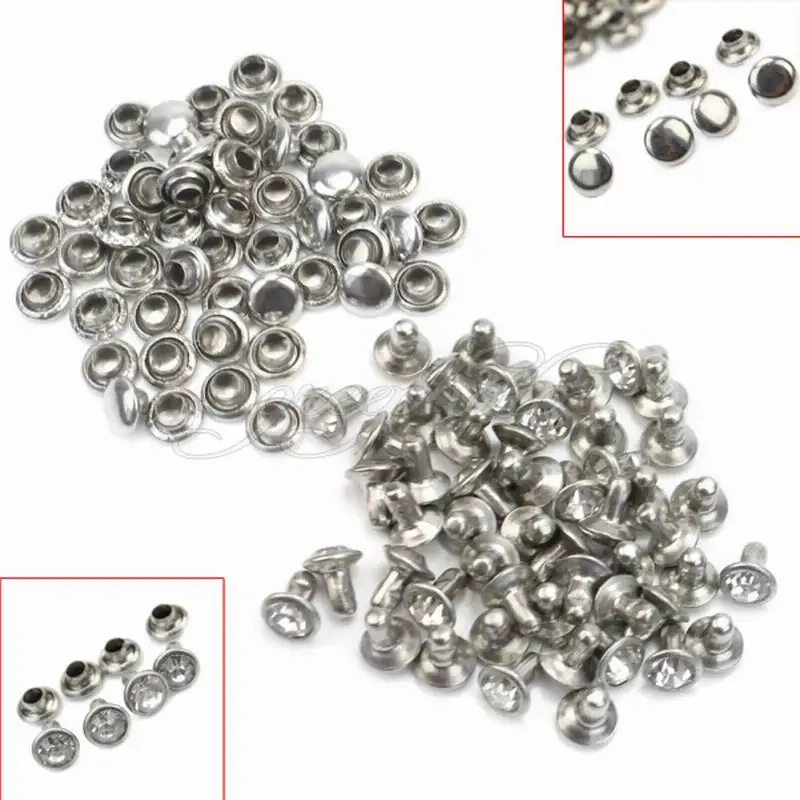 

50 Sets DIY Rhinestone Rivets Steel color Rhinestone Stud Spot Rivets Spikes Punk Rock DIY Leathercraft Clothes Accessory Decor
