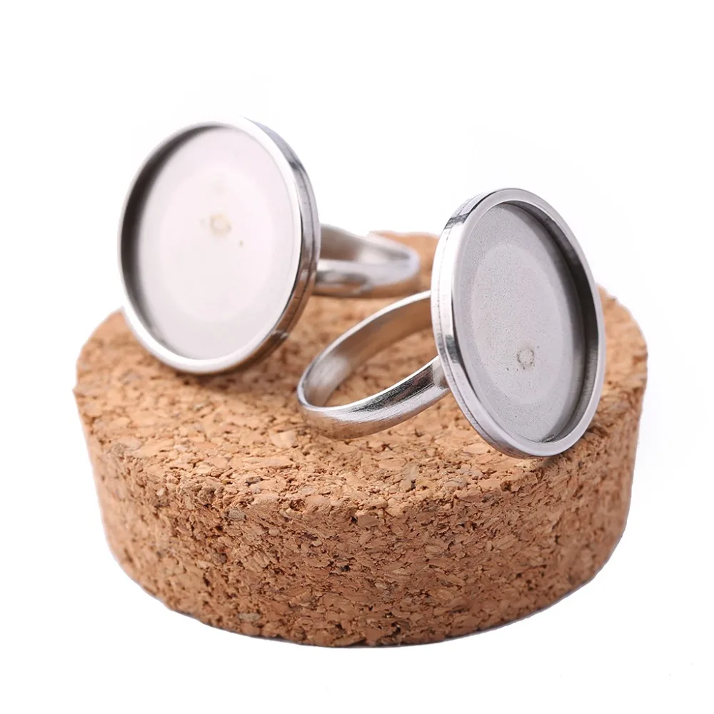 onwear 10pcs stainless steel adjustable ring base 20mm dia cabochon settings diy bezel blanks