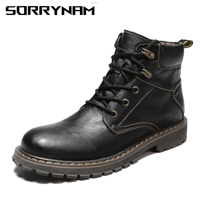 

Vintage Men Boots Lace-Up Winter Leather Martin Boots Men Waterproof Work Tooling Safety Ankle Boots Casual Shoes Botas Sorrynam