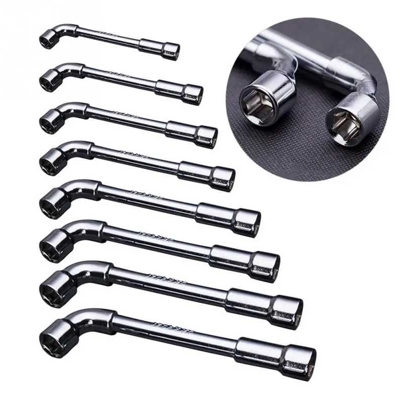 

High Carbon Steel L Type Pipe Perforation Outer Hexagon Sleeves Wrench Elbow Double Head 6mm-13mm
