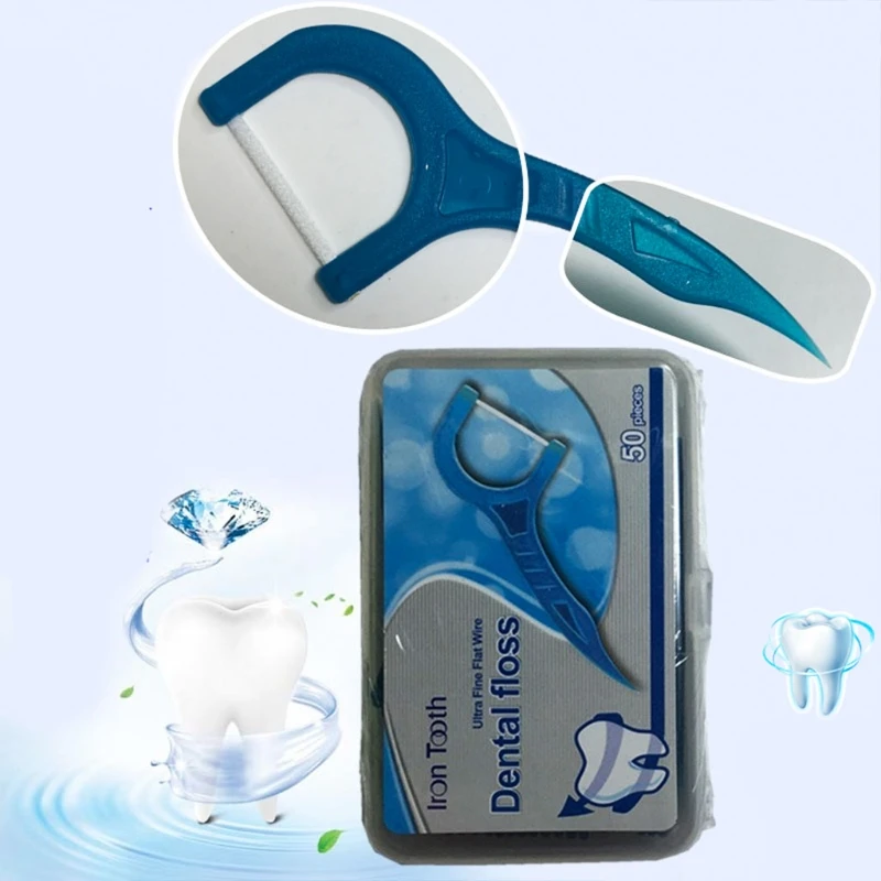 

50pcs Floss Flosser Picks Teeth Toothpicks Stick Oral Care Tooth Cleaning Tool Set