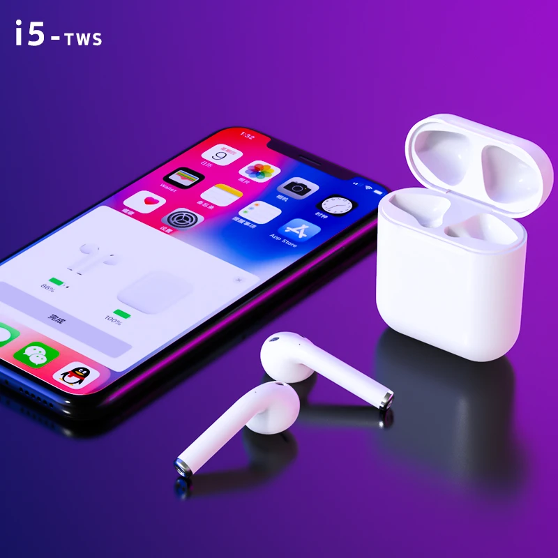 

i5 TWS Wireless Bluetooth 5.0 Earphones Stereo Earbuds Touch Control Headset Smart Earplugs With Charging Bin