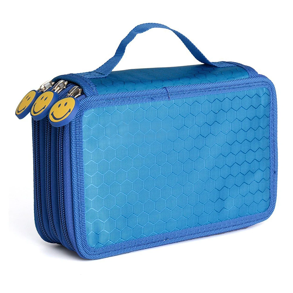 3 Layers Portable Canvas School Pencil Cases High capacity Pencil Bags