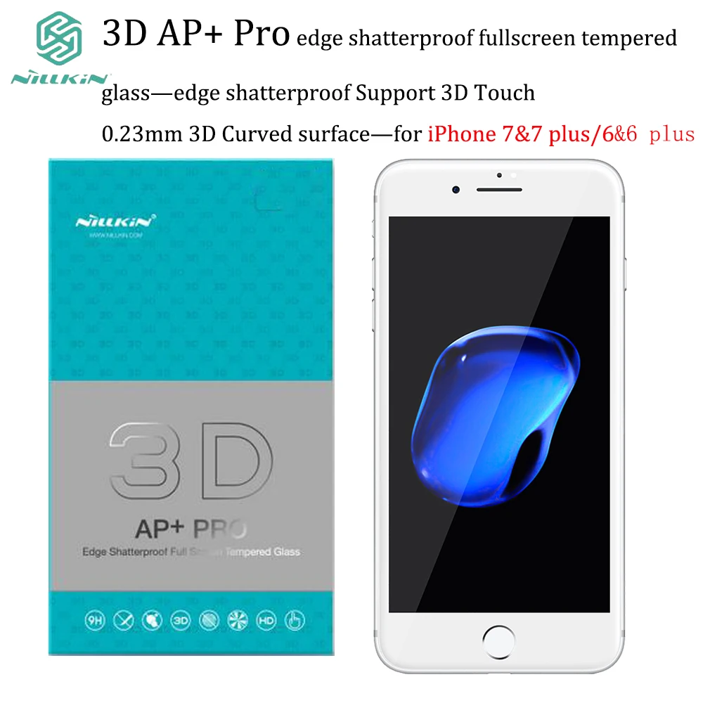 bilder für Für iphone 6 & 7 gehärtetem glas nillkin 3d ap + pro rand 0,23mm bruchsicher vollbild schutzfolie für iphone 6 plus & 7 plus bilder für Für iphone 6 & 7 gehärtetem glas nillkin 3d ap + pro rand 0,23mm bruchsicher vollbild schutzfolie für iphone 6 plus & 7 plus