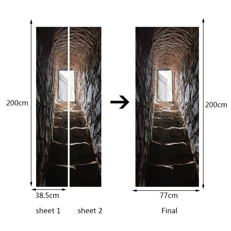 3D стереоскопическая каменная лестница дверь наклейка s Настенные обои домашний декор Европейский Креативный DIY самоклеющаяся ПВХ Настенная Наклейка