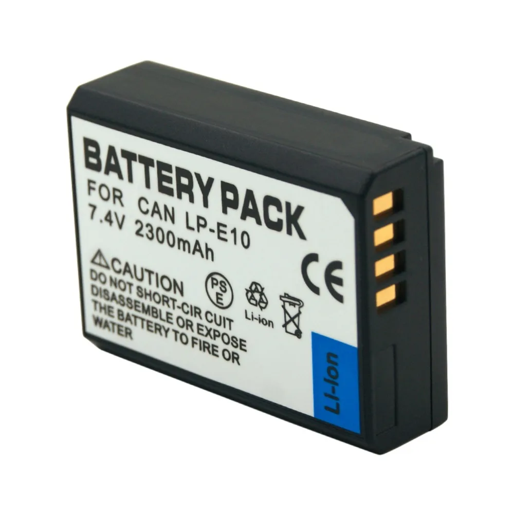 LP-E10 LPE10 Перезаряжаемые Камера Батарея 7,4 V 2300 мА/ч, литий-ионный Аккумулятор для Canon Камера 1100D 1200D 1300D Rebel T3 T5 T6 поцелуй X50 X70