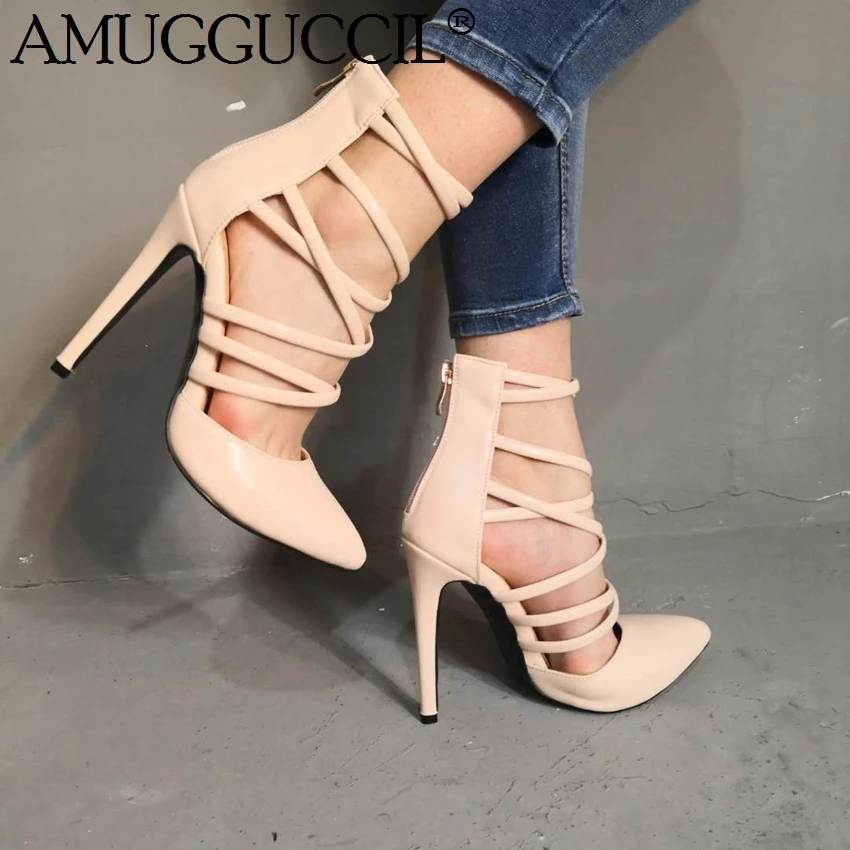 

2019 New Plus Big Size 35-47 Nude Zip Fashion Sexy High Heel Party Wedding Spring Summer Female Ladies Shoes Women Pumps D1273