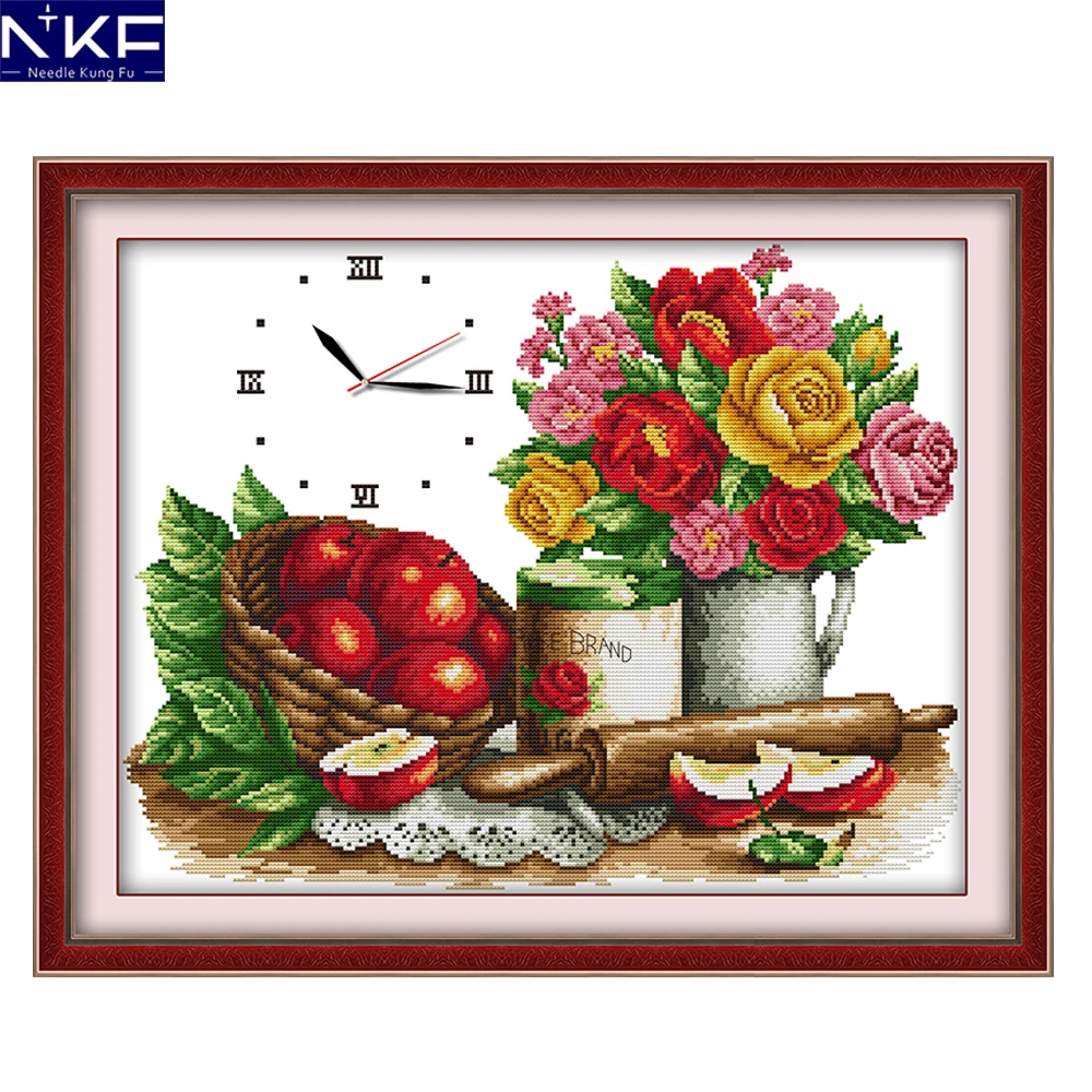 

NKF Flowers and fruit needle craft cross stitch charts counted stamped Christmas cross stitch kits for home decoration